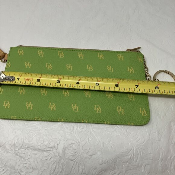 Dooney & Bourke Signature Monogram Leather Wristlet Keychain Wallet Lime Green - Picture 7 of 10